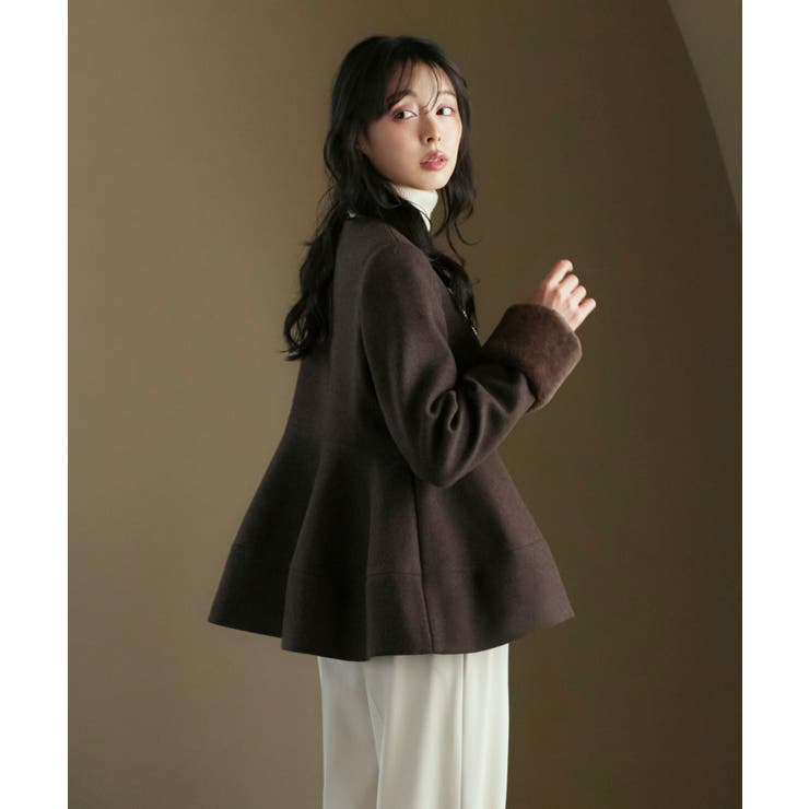 ニットメルトンコクーンペプラムショートコート | RUIRUE BOUTIQUE | 詳細画像21 
