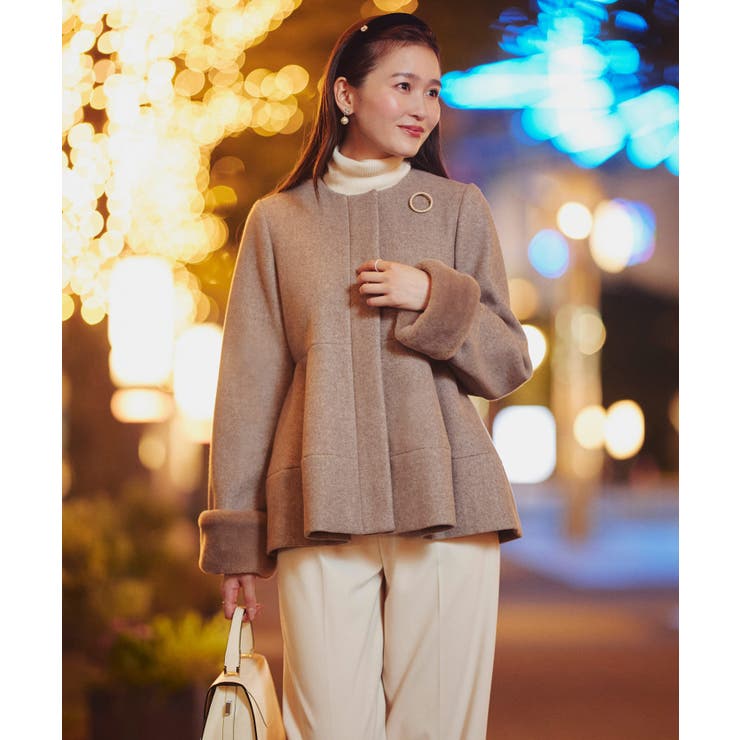 ニットメルトンコクーンペプラムショートコート | RUIRUE BOUTIQUE | 詳細画像3 