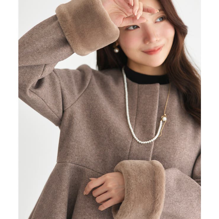 ニットメルトンコクーンペプラムショートコート | RUIRUE BOUTIQUE | 詳細画像5 