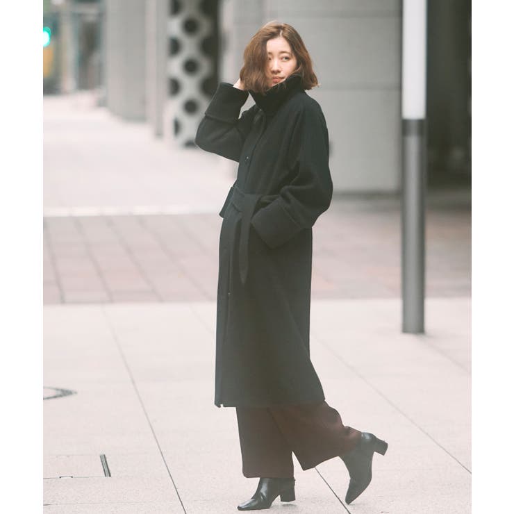 ブラック(BL) | 【日本生地】ステンカラーコート | RUIRUE BOUTIQUE