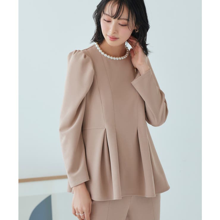 パールネックレッグオブマトンスリーブ＆センタースリットセミフレアパンツセットアッ… | RUIRUE BOUTIQUE | 詳細画像6 