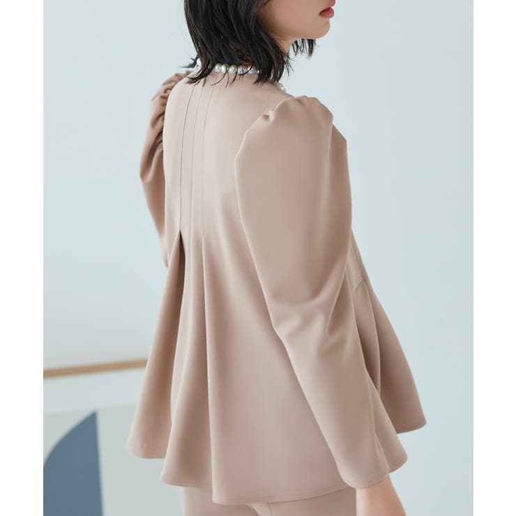 パールネックレッグオブマトンスリーブ＆センタースリットセミフレアパンツセットアッ… | RUIRUE BOUTIQUE | 詳細画像7 