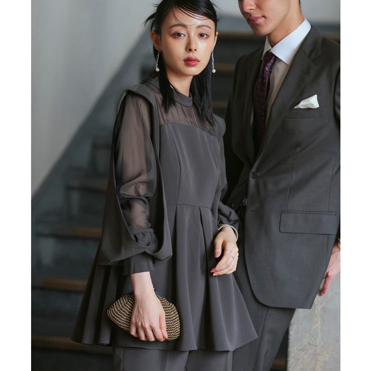スリットスリーブペプラムトップス＆テーパードパンツセットアップ | RUIRUE BOUTIQUE | 詳細画像9 