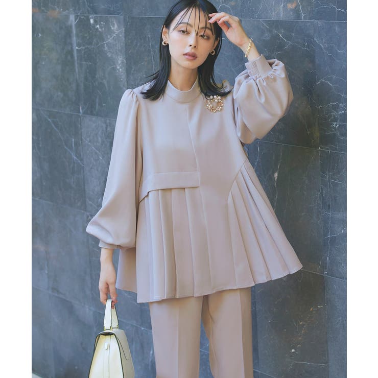 【ストレッチ】アシメプリーツトップス＆テーパードパンツ | RUIRUE BOUTIQUE | 詳細画像3 