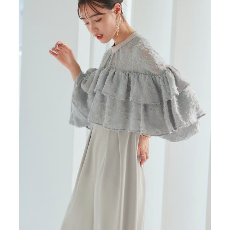 ライトグレー(PGY) | シアーカットジャカードコンビパンツドレス | RUIRUE BOUTIQUE