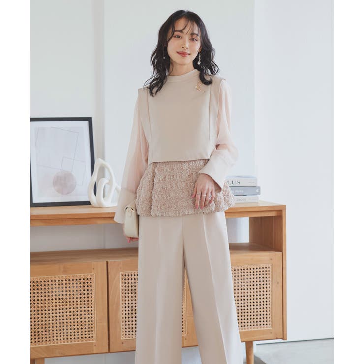 バックリボントップス＆ペプラムオールインワンセットアップ | RUIRUE BOUTIQUE | 詳細画像6 