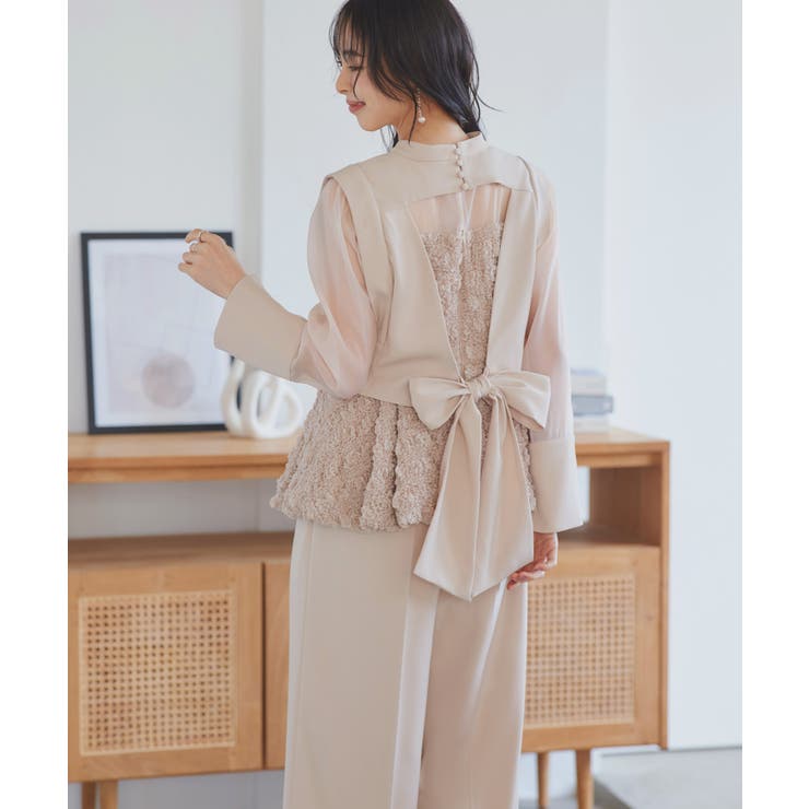 バックリボントップス＆ペプラムオールインワンセットアップ | RUIRUE BOUTIQUE | 詳細画像7 