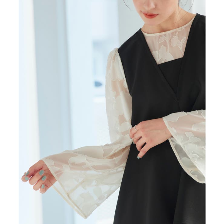 華やぎセットアップドレス シアーカットジャカードトップス&セミワイドパンツ | RUIRUE BOUTIQUE | 詳細画像11 