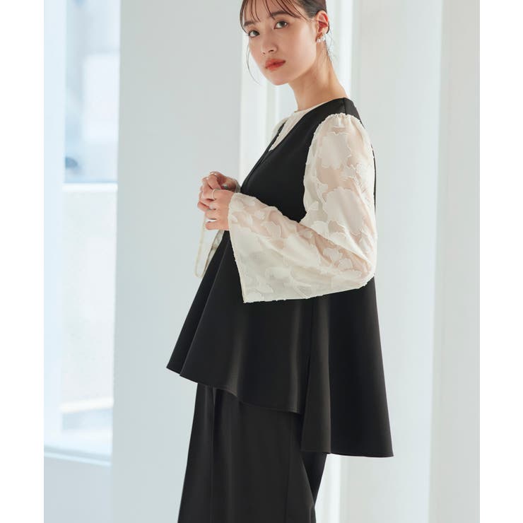 華やぎセットアップドレス シアーカットジャカードトップス&セミワイドパンツ | RUIRUE BOUTIQUE | 詳細画像12 