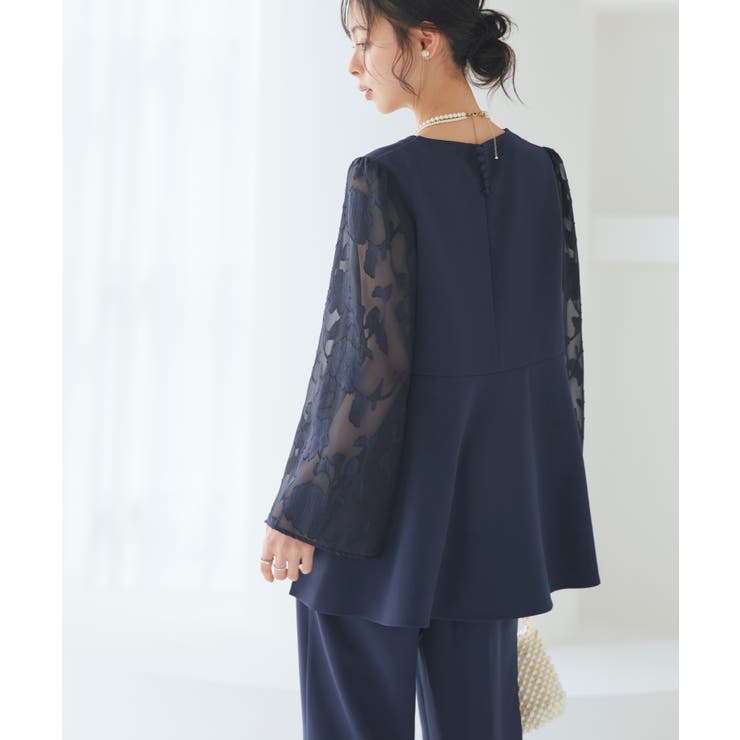 華やぎセットアップドレス シアーカットジャカードトップス&セミワイドパンツ | RUIRUE BOUTIQUE | 詳細画像15 