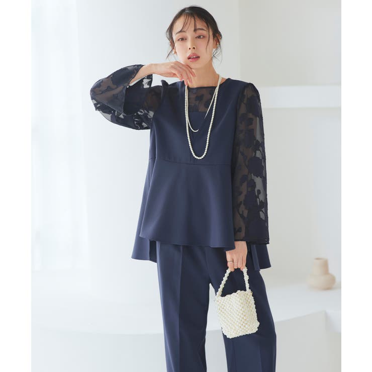 華やぎセットアップドレス シアーカットジャカードトップス&セミワイドパンツ | RUIRUE BOUTIQUE | 詳細画像19 