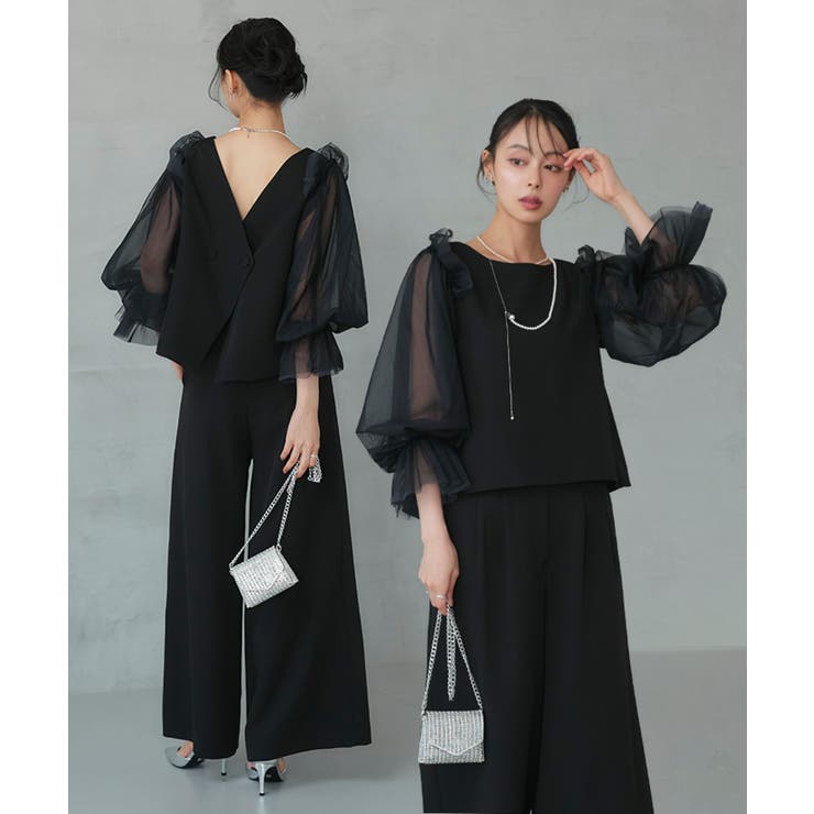 バックコンシャストップス＆タックワイドパンツドレス | RUIRUE BOUTIQUE | 詳細画像1 