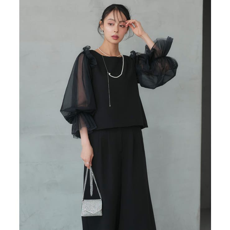 バックコンシャストップス＆タックワイドパンツドレス | RUIRUE BOUTIQUE | 詳細画像4 