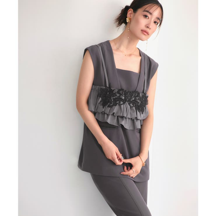 ベスト＆ビスチェ＆スリットパンツ3ピースセット | RUIRUE BOUTIQUE | 詳細画像13 