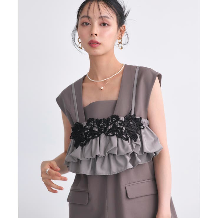 モカ(PBR) | ベスト＆ビスチェ＆スリットパンツ3ピースセット | RUIRUE BOUTIQUE