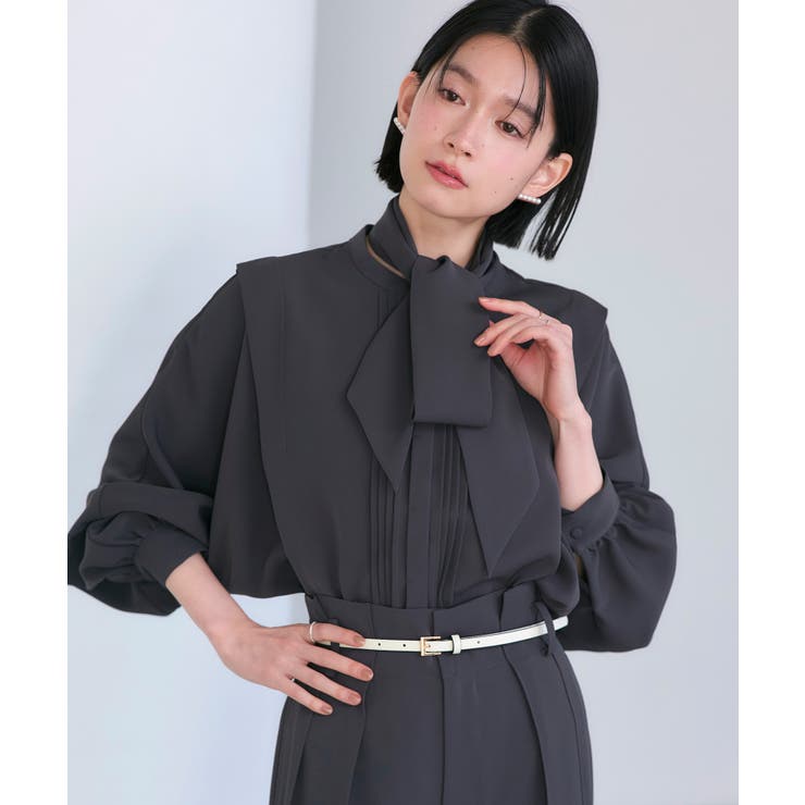チャコールグレー(DGY) | エレガンスピンタックドルマンワイドセットアップ | RUIRUE BOUTIQUE