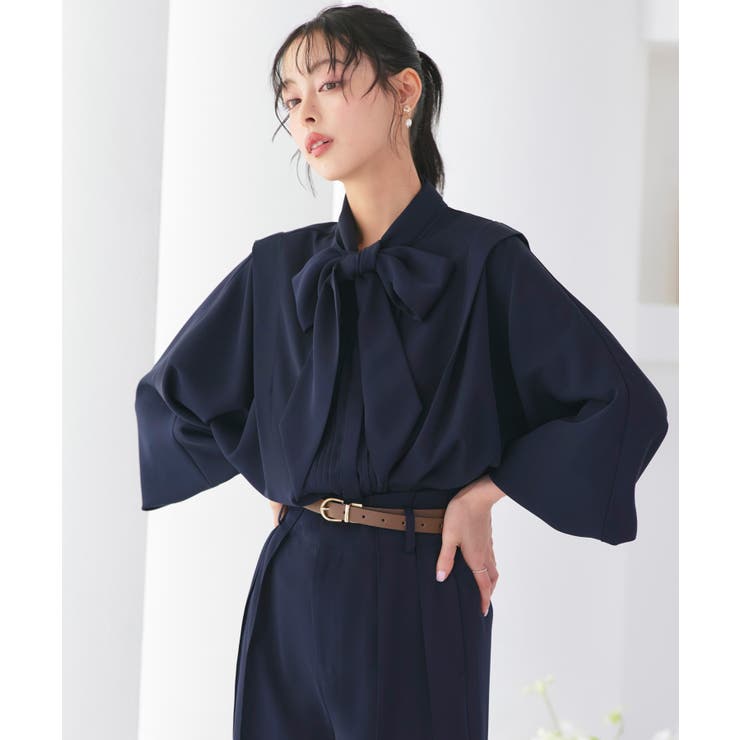 ネイビー(NE) | エレガンスピンタックドルマンワイドセットアップ | RUIRUE BOUTIQUE