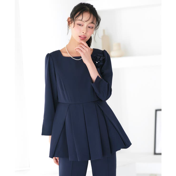 2点setレイヤードペプラムトップス＆スリムテーパードパンツ | RUIRUE BOUTIQUE | 詳細画像9 