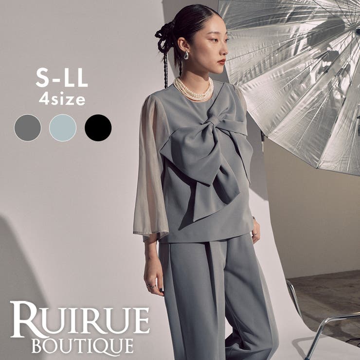 アシンメトリーリボントップスセットアップ | RUIRUE BOUTIQUE | 詳細画像1 