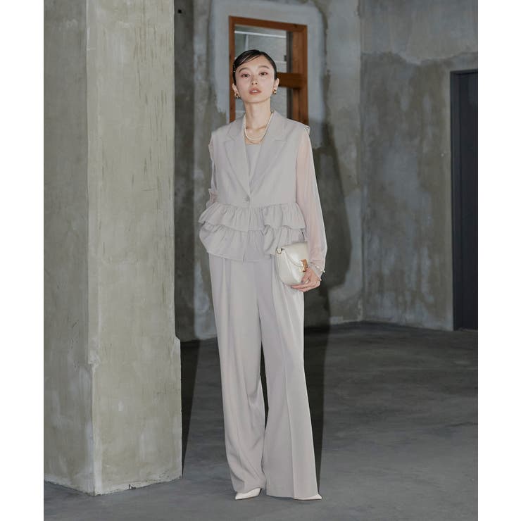 ベージュ(BE) | ピークドジレセットオールインワン | RUIRUE BOUTIQUE
