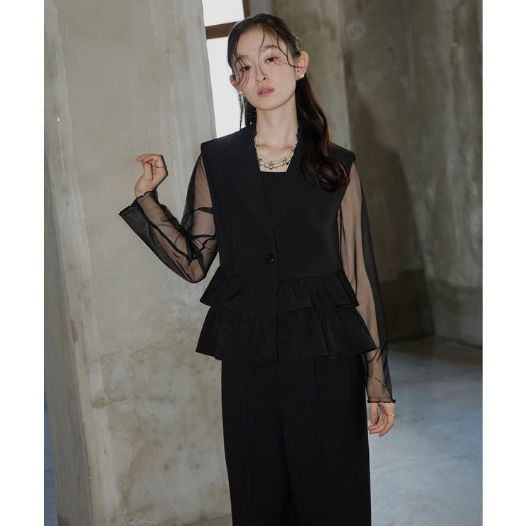 ブラック(BL) | ピークドジレセットオールインワン | RUIRUE BOUTIQUE