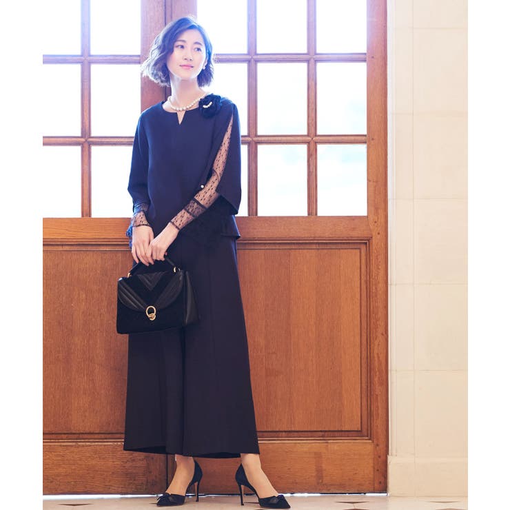 ネイビー(NE) | レーススリーブトップスセットアップ | RUIRUE BOUTIQUE