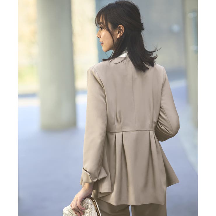 ノーカラーウエストタックペプラムパンツスーツ3点セット | RUIRUE BOUTIQUE | 詳細画像14 