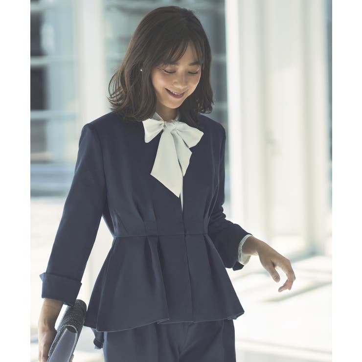 ノーカラーウエストタックペプラムパンツスーツ3点セット | RUIRUE BOUTIQUE | 詳細画像2 