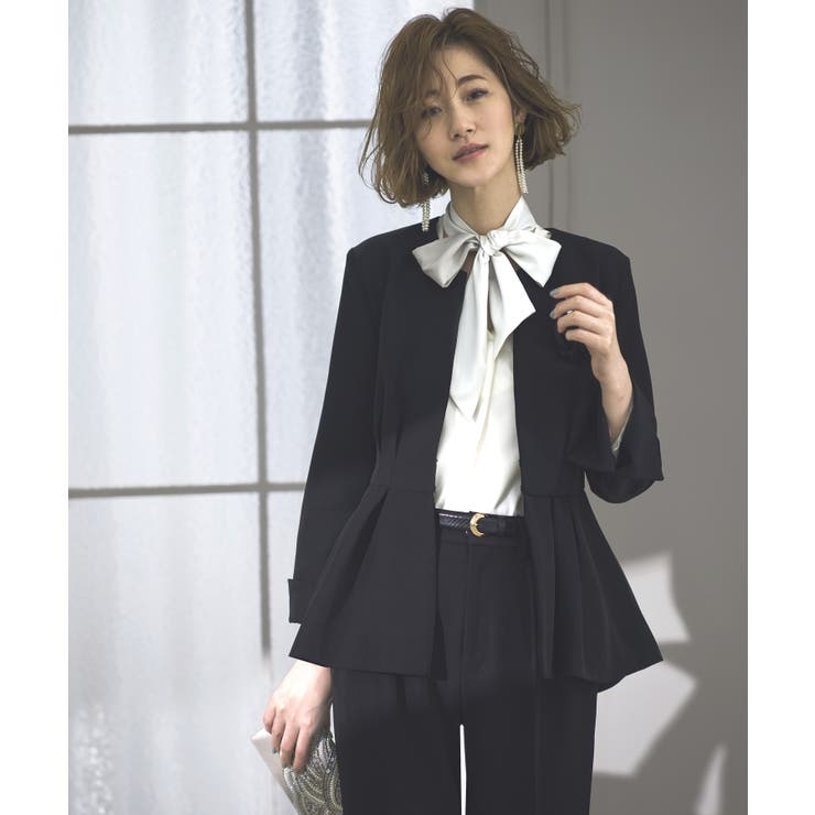 ノーカラーウエストタックペプラムパンツスーツ3点セット | RUIRUE BOUTIQUE | 詳細画像23 
