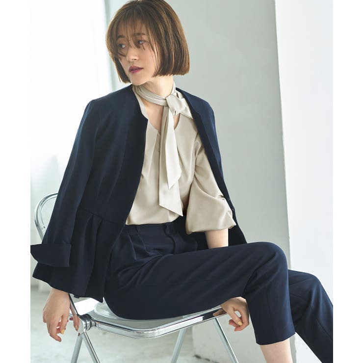 ノーカラーウエストタックペプラムパンツスーツ3点セット | RUIRUE BOUTIQUE | 詳細画像28 