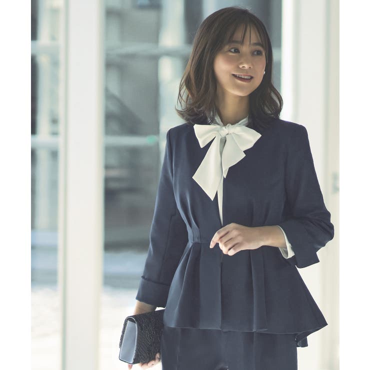 ノーカラーウエストタックペプラムパンツスーツ3点セット | RUIRUE BOUTIQUE | 詳細画像4 
