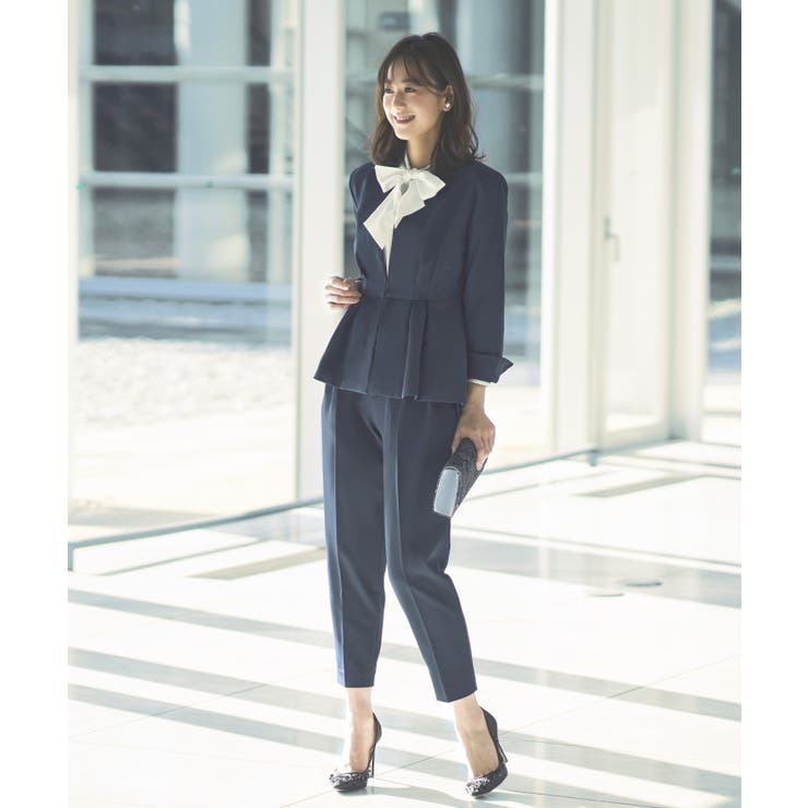 ノーカラーウエストタックペプラムパンツスーツ3点セット | RUIRUE BOUTIQUE | 詳細画像6 