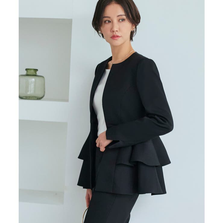 ノーカラーフリルペプラムスリムパンツスーツ | RUIRUE BOUTIQUE | 詳細画像19 