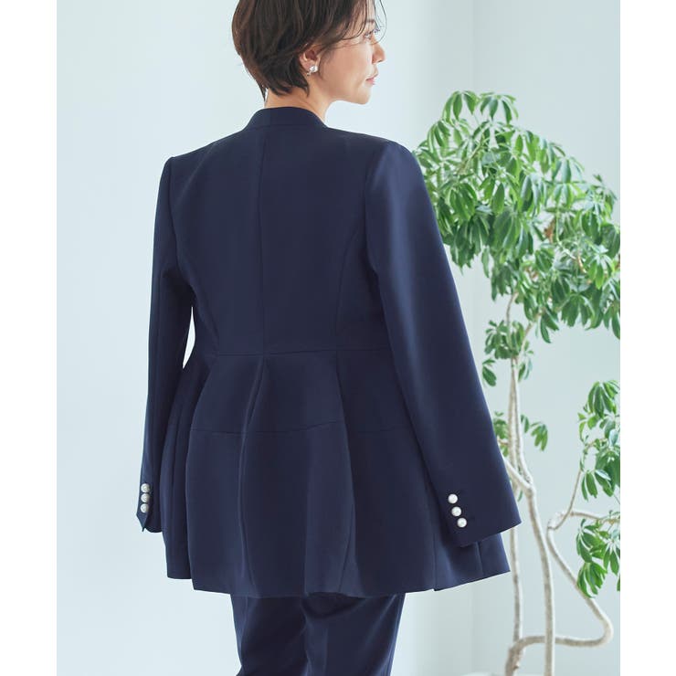 ノーカラーコクーンペプラムスリムパンツスーツ | RUIRUE BOUTIQUE | 詳細画像9 
