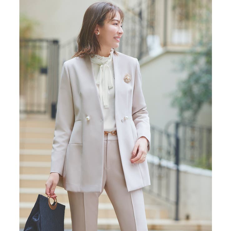 ノーカラーコクーンペプラムスリムパンツスーツ | RUIRUE BOUTIQUE | 詳細画像19 