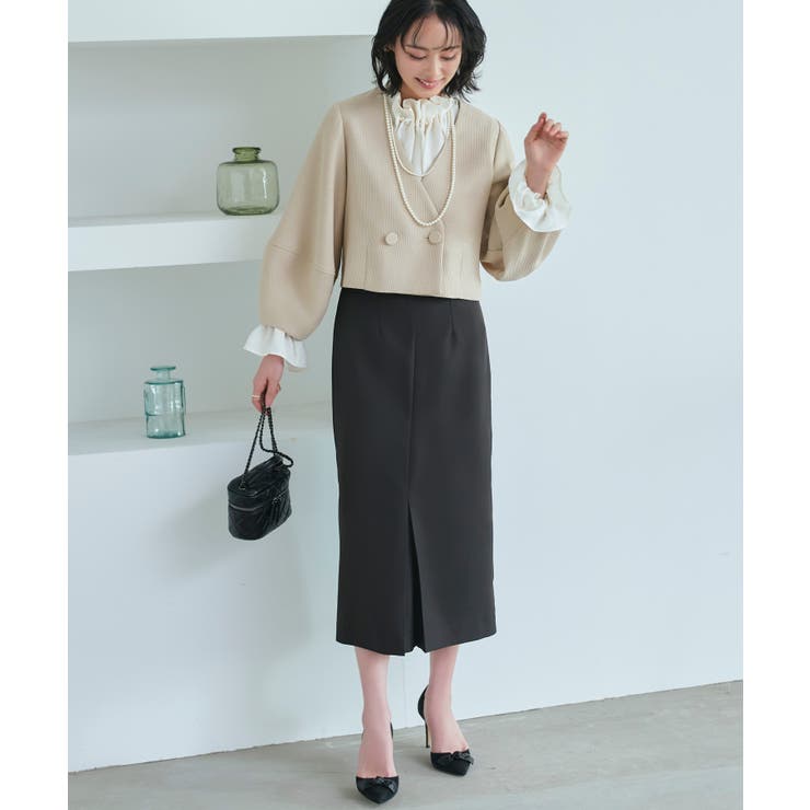 クロップドランタンスリーブジャケット＆ロングタイトスカートスーツ | RUIRUE BOUTIQUE | 詳細画像11 