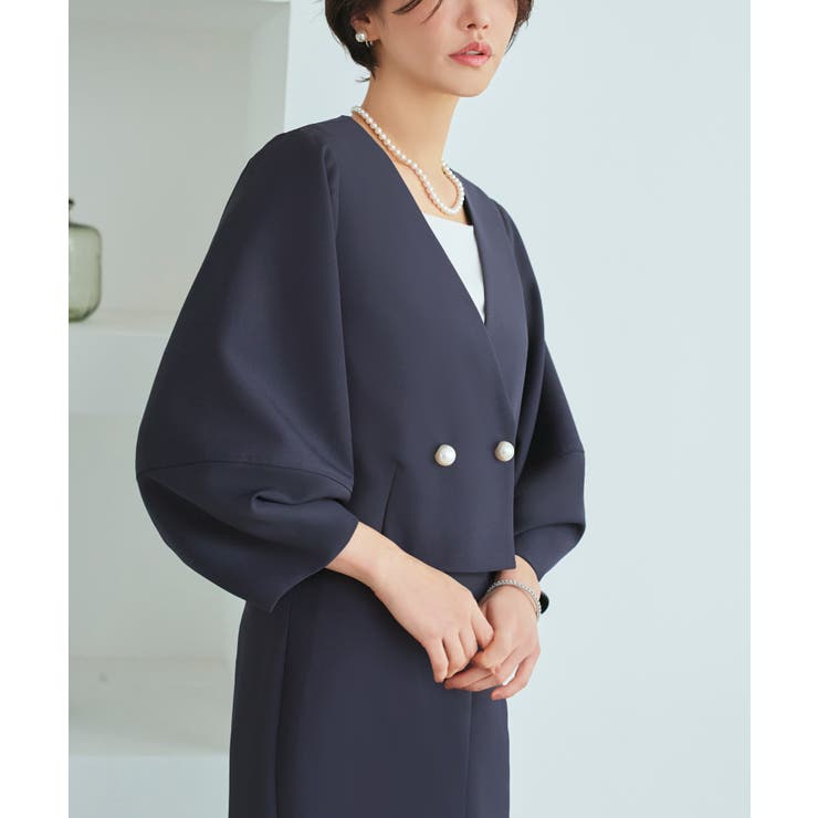 クロップドランタンスリーブジャケット＆ロングタイトスカートスーツ | RUIRUE BOUTIQUE | 詳細画像2 