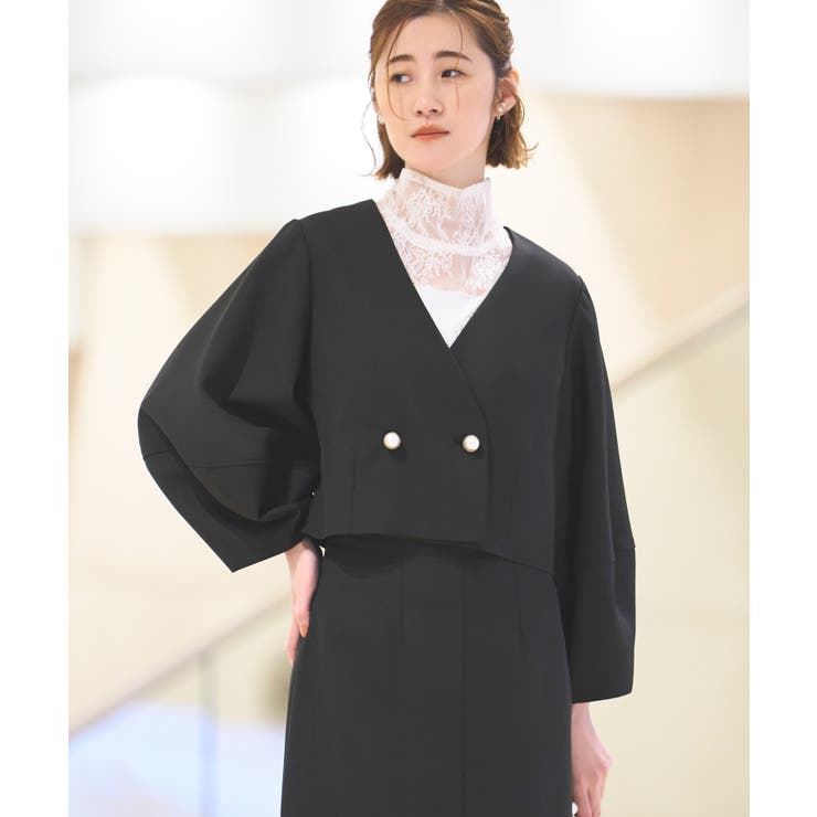 クロップドランタンスリーブジャケット＆ロングタイトスカートスーツ | RUIRUE BOUTIQUE | 詳細画像7 