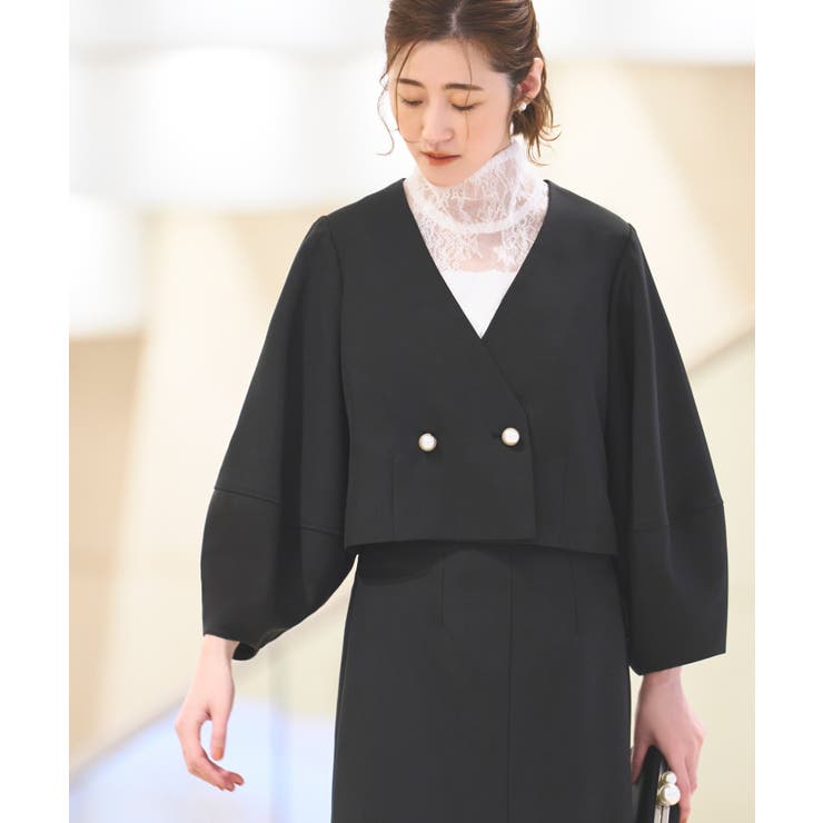 クロップドランタンスリーブジャケット＆ロングタイトスカートスーツ | RUIRUE BOUTIQUE | 詳細画像8 