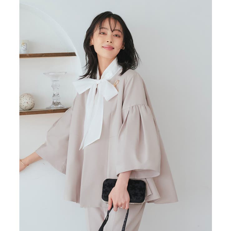 ノーカラーフレアースリーブパンツスーツ | RUIRUE BOUTIQUE | 詳細画像17 