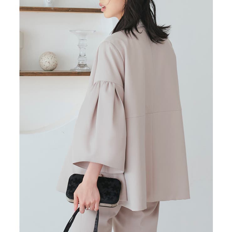 ノーカラーフレアースリーブパンツスーツ | RUIRUE BOUTIQUE | 詳細画像18 