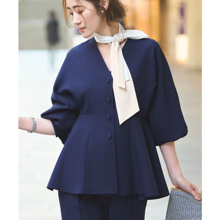 ノーカラードルマンスリーブペプラムパンツスーツ | RUIRUE BOUTIQUE | 詳細画像14 