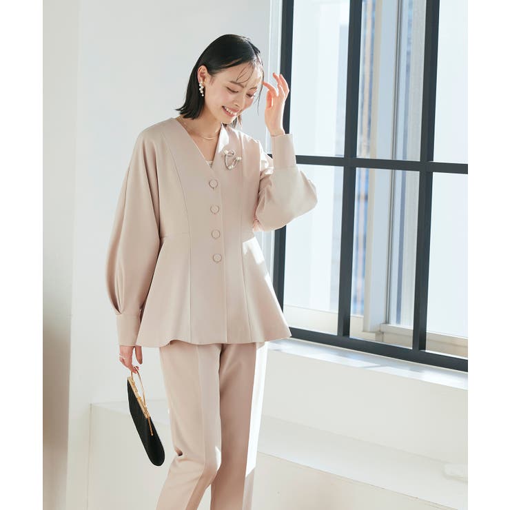 ノーカラードルマンスリーブペプラムパンツスーツ | RUIRUE BOUTIQUE | 詳細画像3 