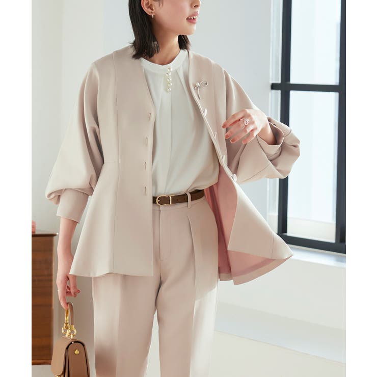 ノーカラードルマンスリーブペプラムパンツスーツ | RUIRUE BOUTIQUE | 詳細画像5 