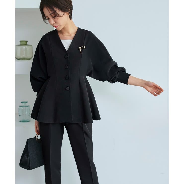 ノーカラードルマンスリーブペプラムパンツスーツ | RUIRUE BOUTIQUE | 詳細画像7 