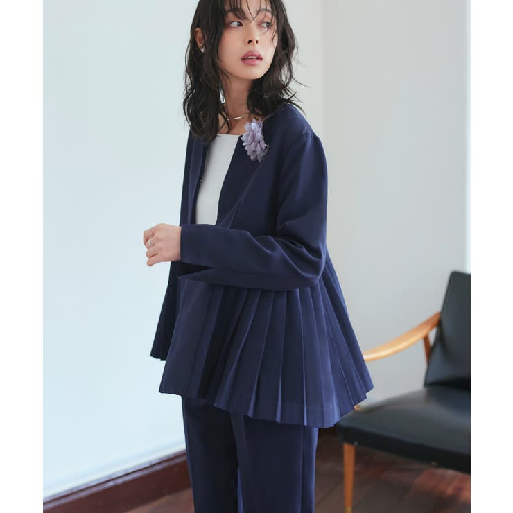 サイドプリーツジャケット＆テーパードパンツセットアップスーツ | RUIRUE BOUTIQUE | 詳細画像9 