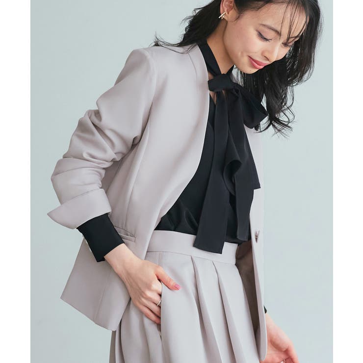【洗える ストレッチ】楽ちんベーシックスーツ ノーカラージャケット | RUIRUE BOUTIQUE | 詳細画像16 