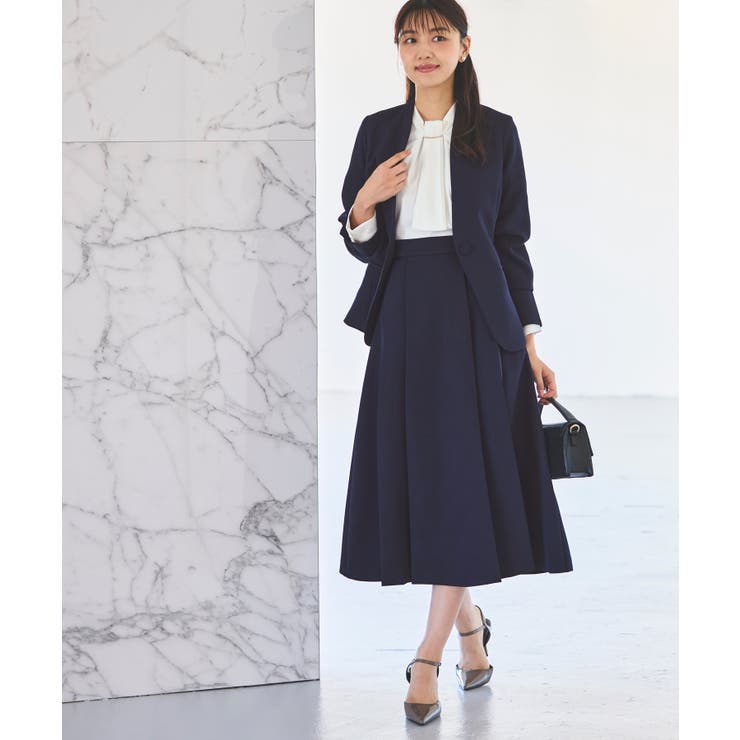 【洗える ストレッチ】楽ちんベーシックスーツ ノーカラージャケット | RUIRUE BOUTIQUE | 詳細画像2 