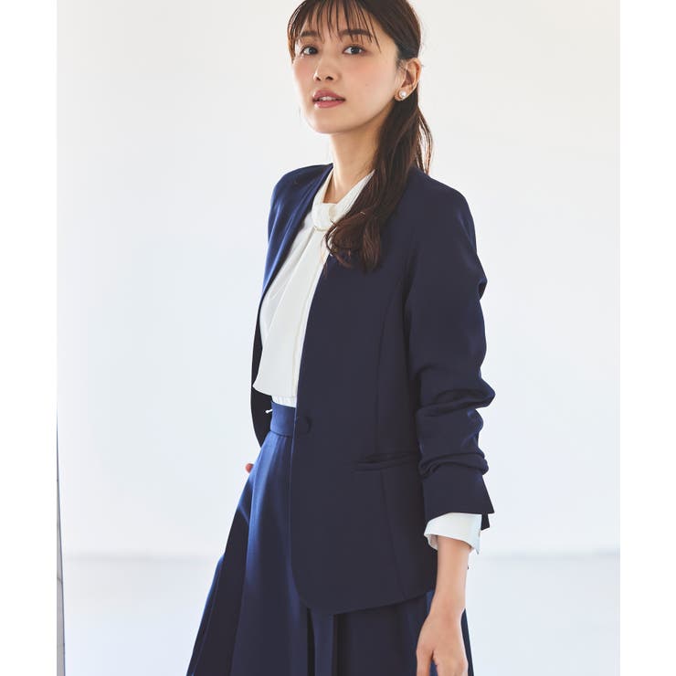 【洗える ストレッチ】楽ちんベーシックスーツ ノーカラージャケット | RUIRUE BOUTIQUE | 詳細画像3 