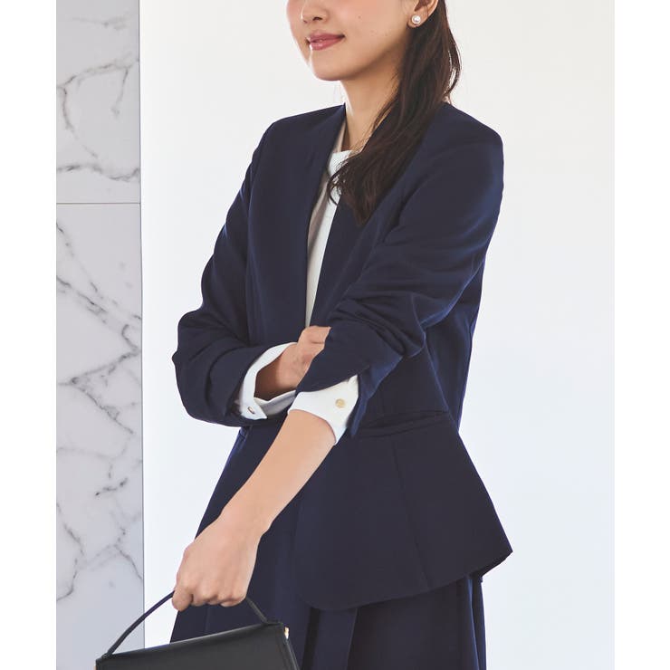 【洗える ストレッチ】楽ちんベーシックスーツ ノーカラージャケット | RUIRUE BOUTIQUE | 詳細画像7 